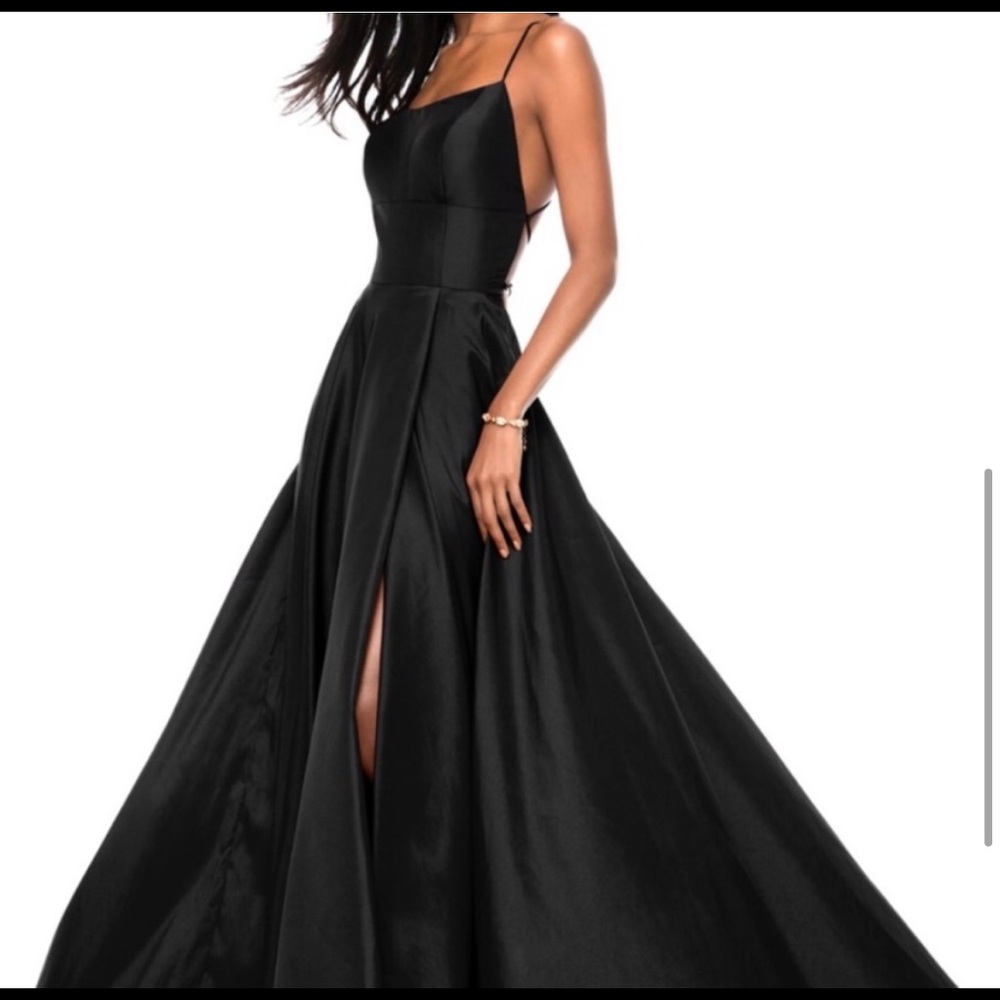 Black sherri hill style # 51631 lace up dress